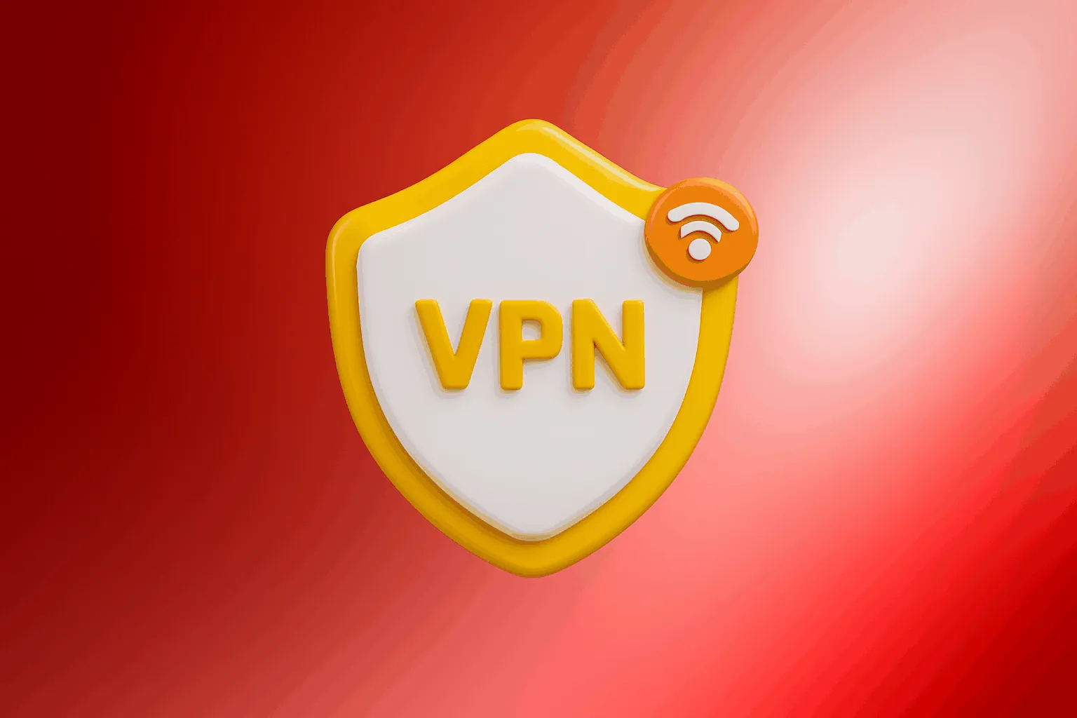 Gelbes VPN-Schild mit WLAN-Symbol